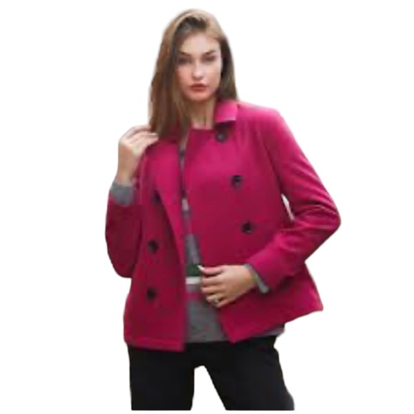 Women’s Mark & Spencer Fuchsia hot pink double breasted pea coat button down - Picture 4 of 9